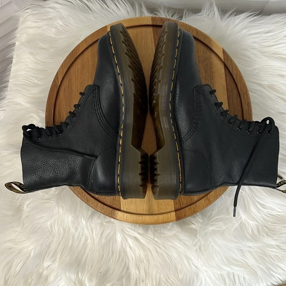 DR. MARTENS 1460 Smooth Black Leather Lace Up Boots Size Womens 5 - Picture 5 of 10